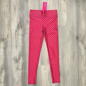 NWT Terez Athletic Leggings Pants Activewear Racing Check Melon Purple Size XS